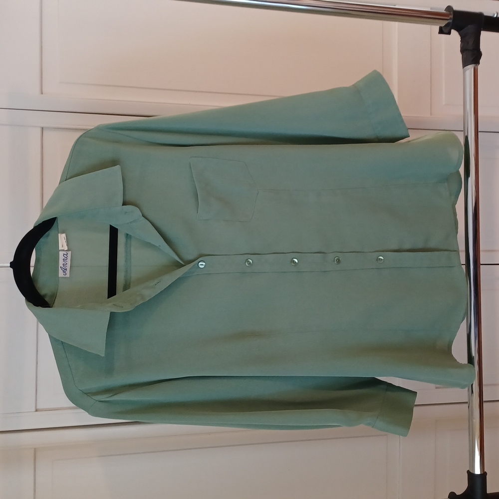 Sage green button front blouse